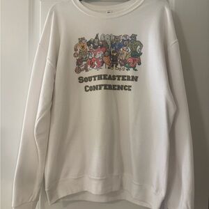 White Southeastern Conference Graphic Crewneck Sweater
